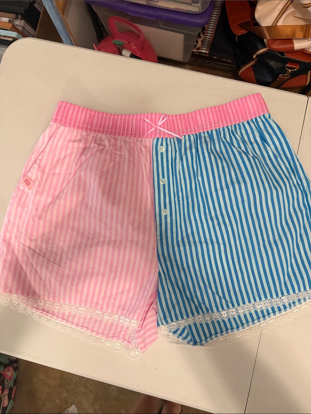 Simply Southern Striped Two-Tone Pink and Blue Women's Shorts